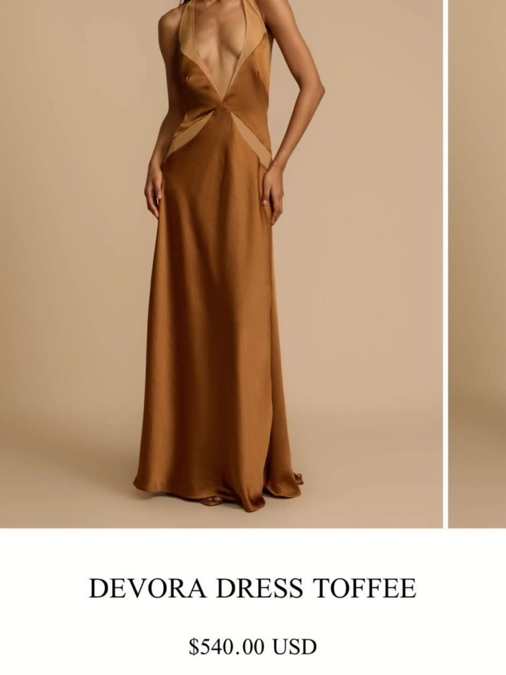 Arcina Ori Toffee Satin Halter Slip Dress